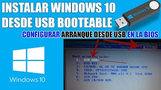 Instalar Windows 10 desde USB Booteable Paso a PasoArrancar USB desde BIOSParticionar Disco Duro [upl. by Gardol]