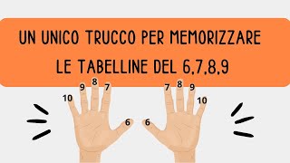 Trucco per memorizzare le tabelline del sei sette otto e nove trucco con le dita [upl. by Enitsua]