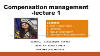 Compensation management lecture 1Hindi types direct amp indirect objective primary amp secondary [upl. by Eidod]