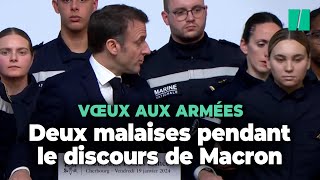 Deux militaires font un malaise pendant les vœux de Macron aux Armées [upl. by Etteoj]