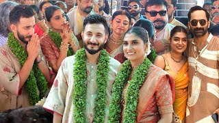 Sushin Shyam Wedding at Temple  Fahad Fasil  Nazriya  Jayaram and Family [upl. by Shaina822]