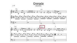 GRENADE  BRUNO MARS  CHORDS  PIANO  GUITAR  BASS  KEYBOARD [upl. by Yrahca]