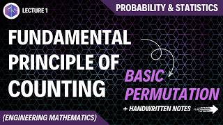 Lec1 Fundamental Principle Of Counting Basic Permutation  Probability and Statistics [upl. by Ungley]