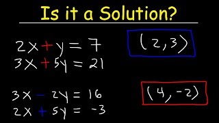 How to Determine If an Ordered Pair is a Solution to a System of Equations [upl. by Iral]