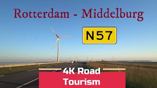 Driving Netherlands N57 Rotterdam  Middelburg  4K scenic drive between land and sea [upl. by Llehsyt]