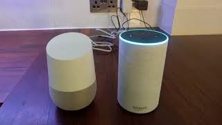 Amazon Echos Alexa vs Google Homes OK Google Playing Music [upl. by Ynna913]