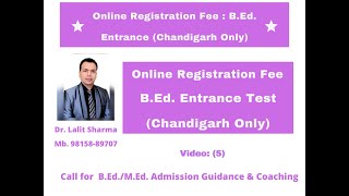 BEd Entrance Test Fee Chandigarh Only [upl. by Aiem]