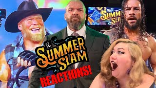 WWE SUMMERSLAM LIVE REACTIONS  BROCK LESNAR LIFTS RING with TRACTOR  TRIPLE H SAVES WWE [upl. by Galatia]