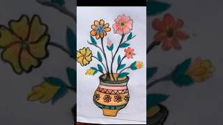 how to draw a flower tub step by stepeasy flower tub drawing art easydrawing flowers trending [upl. by Meunier]