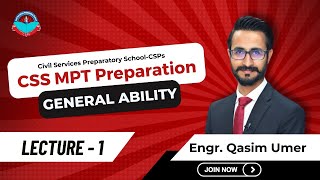 CSS MPT 2025 Preparation Live Class  1 General Ability  Engr Qasim Umer  MPT Classes by CSPs [upl. by Rozanna]