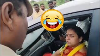 Andhra ministers wife scolds cop for making her wait asks who pays you salary [upl. by Alison458]