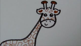 Cartoon giraffe How to draw 23 [upl. by Kelcy]