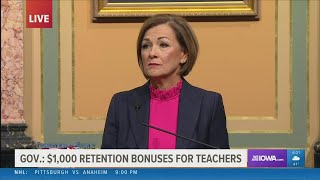 Reynolds announces 1000 retention bonuses for Iowa teachers who will continue teaching next year [upl. by Llertal]