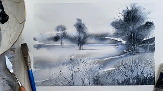 Use SALT 1 COLOR LIMITED PALETTE Watercolor Landscape Painting Beginners Watercolour Tutorial DEMO [upl. by Burner]