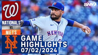 Mets vs Nationals 722024  NY Mets Highlights  SNY [upl. by Acessej496]