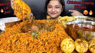 CHICKEN KEEMA BIRYANI WITH MURGIR LAL LAL JHOL SPICY EGG CURRY SPICY CHICKEN CURRY amp RAITA  ASMR [upl. by Algy]