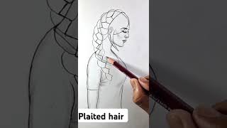 plaited hair drawing drwaing pencildrawing hairstyle [upl. by Enilorac]