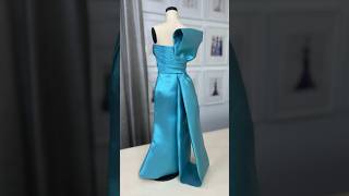 Draping a Turquoise Silk Zibeline Gown with Dramatic ObiBack Bow [upl. by Raleigh]