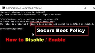 How to disable secure boot policy on windows 10 81 and 8 [upl. by Derraj]