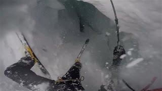 Helmet Cam Captures Skier Falling Into Glacial Crevasse [upl. by Laehcimaj]