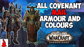 ALL Covenant MAIL Armour Sets Colours and Sources  WoW Shadowlands [upl. by Lonny33]