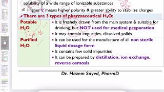 🔴 Different type of Water in Pharmaceutical Preparations DrHazem Sayed [upl. by Sair]