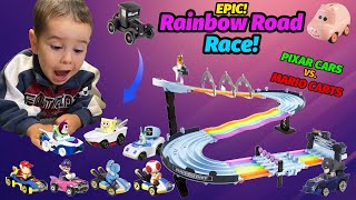 Pixar Cars Revealing NEW Mario Kart TRACK 🌟 Pixar Cars Join the Ultimate Rainbow Road Race 🏁🌈 [upl. by Jewett]