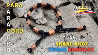 DIY • PARACORD SNAKE KNOT TRIBAL BRACELET TUTORIAL [upl. by Nahallac497]