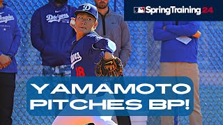 Yoshinobu Yamamoto Throws Batting Practice to Teammates Dodgers Spring Training Highlights Feb 22 [upl. by Noirb]