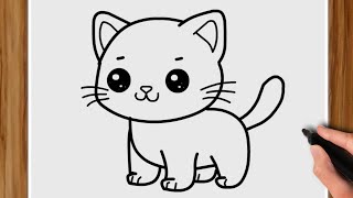 Chat Dessin Animé  Comment Dessiner un Chat  Vidéo de Dessin [upl. by Aisayn]