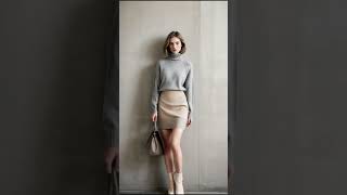 Beige Turtleneck Sweater amp Midi Skirt stylingbook fashionshow winter coat [upl. by Constant764]