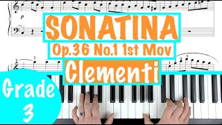 How to play Sonatina Op36 No1 1st Movement  Clementi Piano Tutorial lesson Sheet Music [upl. by Evanne650]