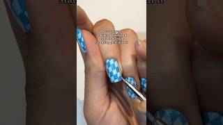 DIY checkered nail stamp💅🏻🩵 nailarttutorial nailvideos shorts athomenails nailartdesigns [upl. by Assirrem]