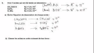 Secondaire 5 Chimie CHI50432 Québec Acidebase dissociation exercice 8 prétest Estrie [upl. by Leachim252]