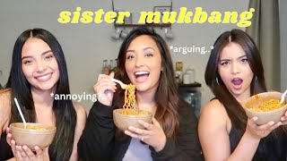 Answering Your Sister Questions Spicy Noodle MUKBANG Ft The Montoyatwinz [upl. by Reffinnej]