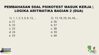 Pembahasan Soal Psikotest Masuk Kerja  Logika Aritmatika Bagian 2 Dua [upl. by Bryana]