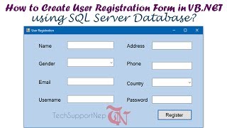 How to Create User Registration Form in VBNET using SQL Server Database [upl. by Marx]