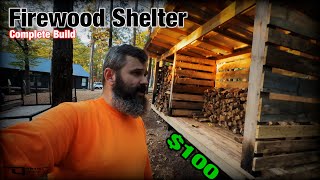 100 Firewood Shed Complete Build  Keep Wood DRY [upl. by Pachston398]