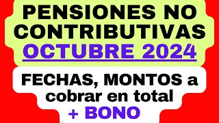 📌 Pensiones No Contributivas en OCTUBRE 2024 FECHAS de PAGO Haber BONO y MONTOS a COBRAR en total [upl. by Eeleimaj]