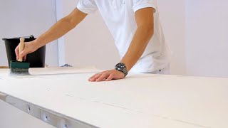 How to hang wallpaper with paper backing  Pasting the product [upl. by Aivekahs]