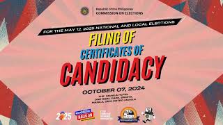 Filing ng Certificate of Candidacy para sa Eleksyon 2025 [upl. by Matelda]