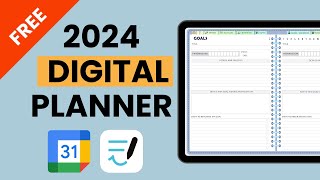 2024 digital planner for ipad amp Goodnotes  free hyperlinked planner [upl. by Asseneg]