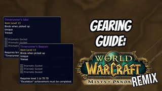 HOW TO GEAR EFFICIENTLY amp UNLOCK RINGS amp TRINKETS PANDARIA REMIX GEARING GUIDE WORLD OF WARCRAFT [upl. by Corotto374]