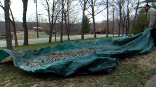 Cleaning Leaves Off A Huge Plastic Tarp The Easy Way [upl. by Gault]