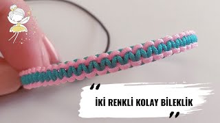 İki Renkli Kolay Bileklik Yapımı 😍 Ayarlanabilir Bileklik [upl. by Cleavland76]