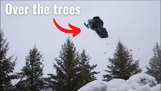 Dude Evan bro launches a snowmobile over the trees [upl. by Jollenta]