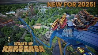 Wrath of Rakshasa Six Flags Great America 2025 Record Breaking Dive Coaster POVAnnouncement Video [upl. by Kienan]