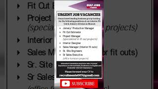 Hiring for a fit out company in Muscat omanjobs [upl. by Mloclam299]