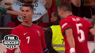 Cristiano Ronaldo scores gamewinning goal in 88 against Scotland  UEFA Nations League [upl. by Elleined344]