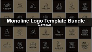 Monoline Logo Template Bundle Download In AI EPS And SVG Files English Photoshop Tutorial [upl. by Ridley896]